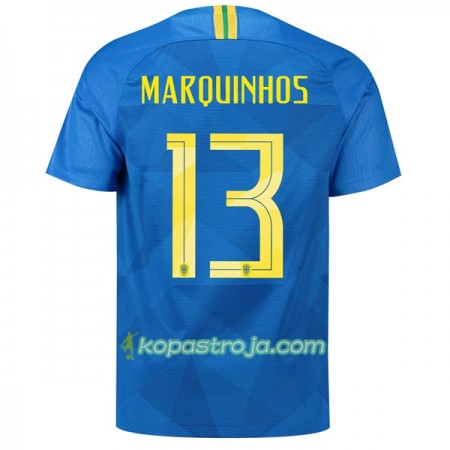 Billiga Fotbollströjor Brasilien Marquinhos 13 VM 2018 Borta tröja